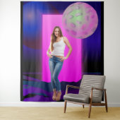 90er Retro Weltraum Party Dekoration Hintergrundku Wandteppich (Beispiel)