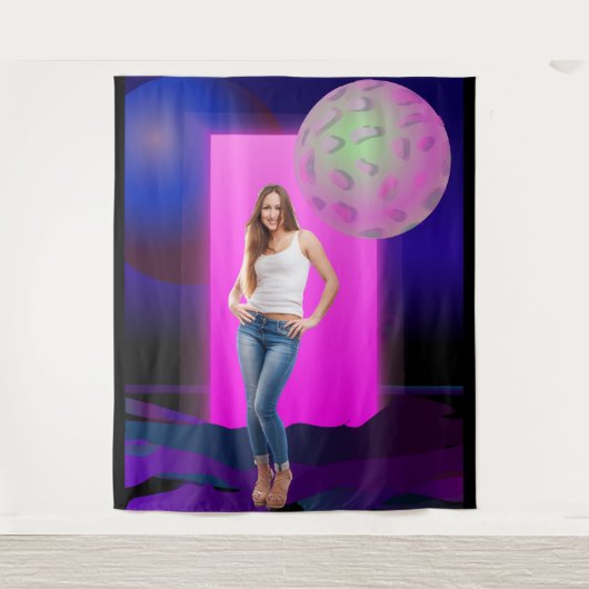 90er Retro Weltraum Party Dekoration Hintergrundku Wandteppich (Vorderseite)