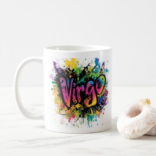 "90er-Rückenstütze: Spritzer Paint Tasse" Kaffeetasse (Mit Donut)