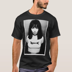 90er Schwarz-weiße Björk Postcard T-Shirt