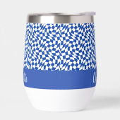 90er-Thema blau kariert Name Monogramm (Links)