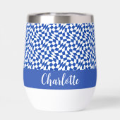 90er-Thema blau kariert Name Monogramm (Rückseite)