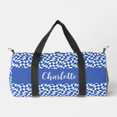90er-Thema blau kariert Name Monogramm Duffle Bag (Vorderseite)
