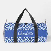 90er-Thema blau kariert Name Monogramm Duffle Bag (Rückseite)