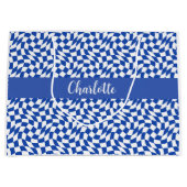 90er-Thema blau kariert Name Monogramm Große Geschenktüte (Vorderseite)