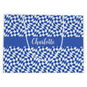 90er-Thema blau kariert Name Monogramm Große Geschenktüte (Rückseite)