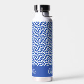 90er-Thema blau kariert Name Monogramm Trinkflasche (Links)