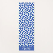 90er-Thema blau kariert Name Monogramm Yogamatte (Vorderseite)