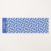 90er-Thema blau kariert Name Monogramm Yogamatte (Vorderseite (Horizontal))