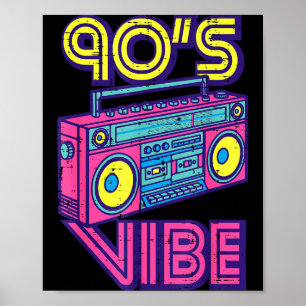 90er-Vibe Boom Box Radio Retro-Musikliebhaber Männ Poster