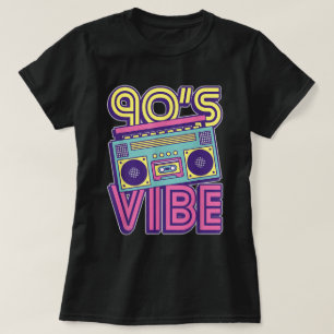 90er-Vibe Retro-Boombox-Neon-Ästhetik-Design T-Shirt