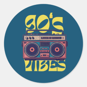 90er-Vibe Vintage-Boombox Runder Aufkleber