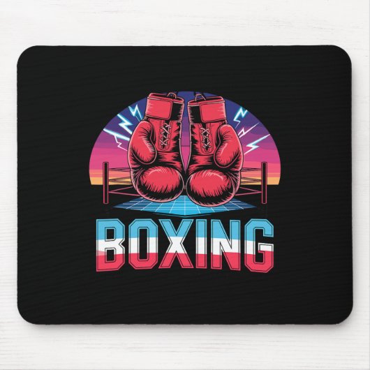 90er Vintage-Boxhandschuhe Fighter Boxer Mousepad (Vorne)