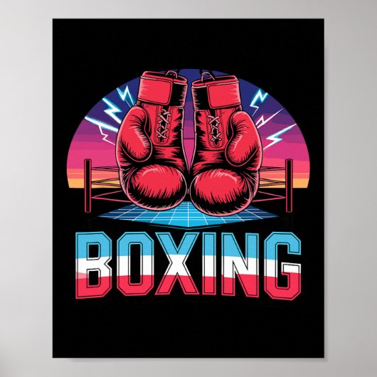 90er Vintage-Boxhandschuhe Fighter Boxer Poster (Vorne)