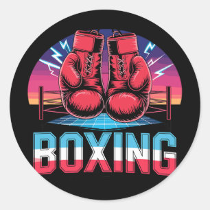 90er Vintage-Boxhandschuhe Fighter Boxer  Runder Aufkleber