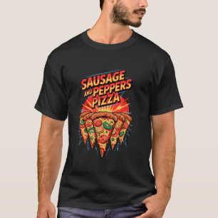 90er Vintage-Wurst- und Paprikapizza-Scheibe Fast  T-Shirt