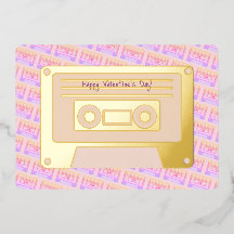 90er Y2k Cassette Pink Happy Valentines Day Gold