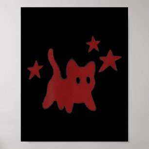 90er Y2k Gruselkatze Tomcat hat Angst unter Sterne Poster