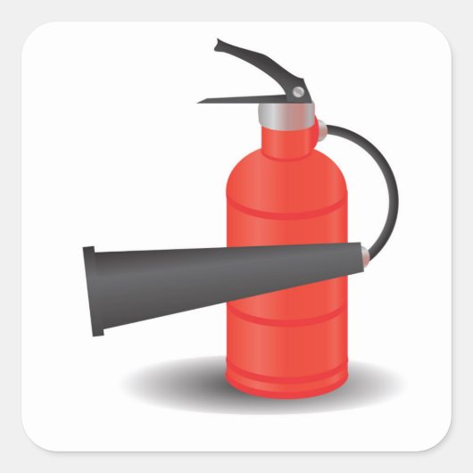 90Feuerlöscher_rasterized Quadratischer Aufkleber (Vorderseite)