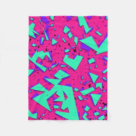90s aquamarines und rosa abstraktes geometrisches fleecedecke (Vorderseite)