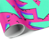 90s aquamarines und rosa abstraktes geometrisches geschenkpapier (Rolleneckpunkt)