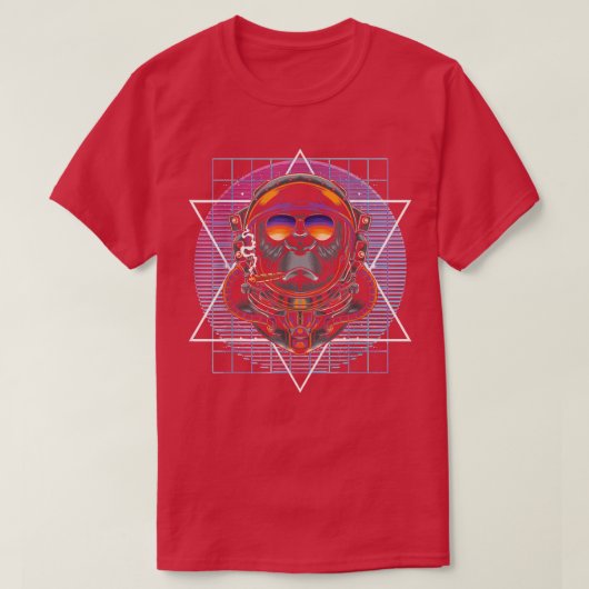 90s Art Synthwave Damwave Aesthetics Monkey Astr T-Shirt (Design vorne)