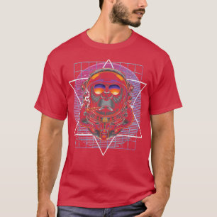90s Art Synthwave Damwave Aesthetics Monkey Astr T-Shirt