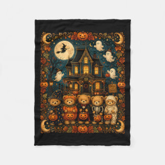 90s Bears Halloween Humorous Vintage Haunted Fleecedecke