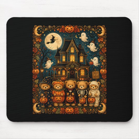90s Bears Halloween Humorous Vintage Haunted Mousepad (Vorne)