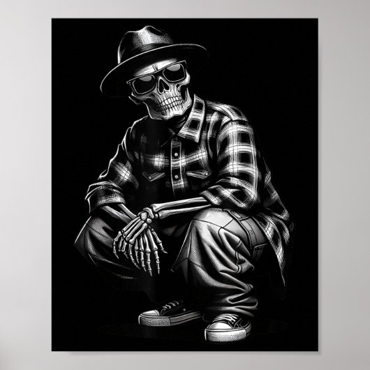 90s Cholo Chicano Homie Cool Mexican Gangster Skel Poster (Vorne)