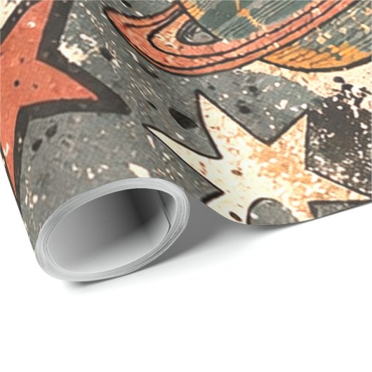 90s Happy Faces Sun Flowers Pattern Geschenkpapier (Rolleneckpunkt)