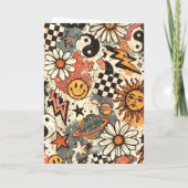 90s Happy Faces Sun Flowers Pattern Karte (Rückseite)