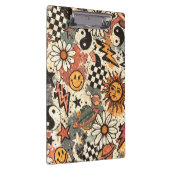 90s Happy Faces Sun Flowers Pattern Klemmbrett (Rechts)