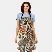 90s Happy Faces Sun Flowers Pattern Schürze (Getragen)