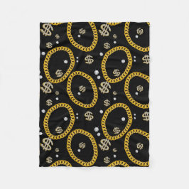  90's Hip Hop Rap Music Gold Cuban Link Chain Fleecedecke