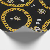 90's Hip Hop Rap Music Gold Cuban Link Chain Geschenkpapier (Ecke)