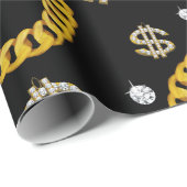 90's Hip Hop Rap Music Gold Cuban Link Chain Geschenkpapier (Rolleneckpunkt)