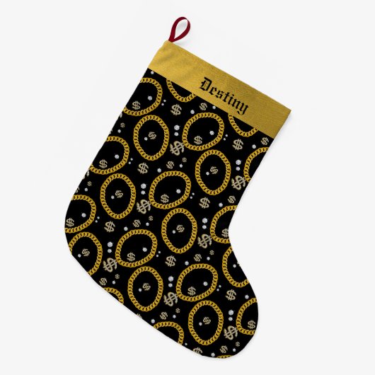 90's Hip Hop Rap Music Gold Cuban Link Chain Großer Weihnachtsstrumpf (Vorderansicht (hängend))