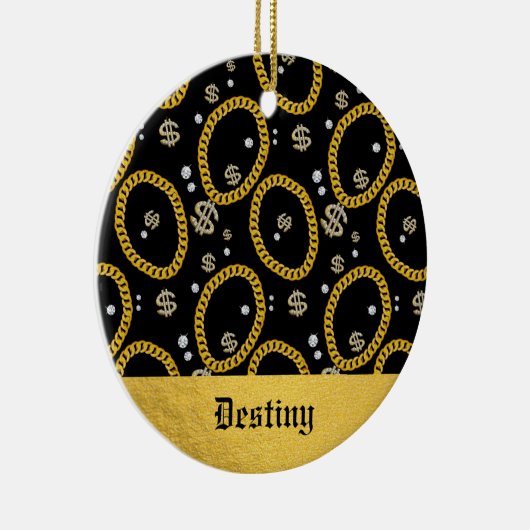 90's Hip Hop Rap Music Gold Cuban Link Chain Keramik Ornament (Rechts)