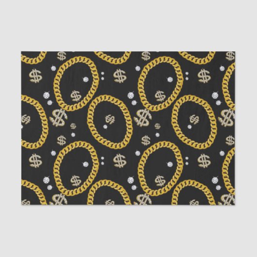 90's Hip Hop Rap Music Gold Cuban Link Chain Seidenpapier (Vorderseite)