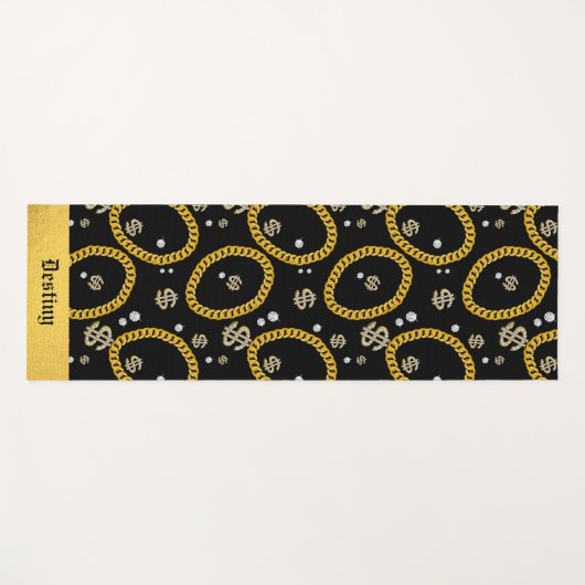 90's Hip Hop Rap Music Gold Cuban Link Chain Yogamatte (Vorderseite (Horizontal))