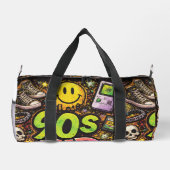 90s Kids Grunge Seamless Pattern: Pizza, Skeletons Duffle Bag (Rückseite)