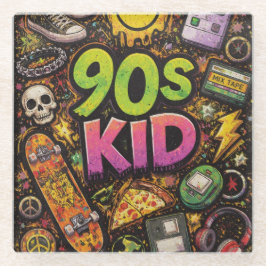 90s Kids Grunge Seamless Pattern: Pizza, Skeletons Glasuntersetzer