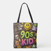 90s Kids Grunge Seamless Pattern: Pizza, Skeletons Tasche (Rückseite)