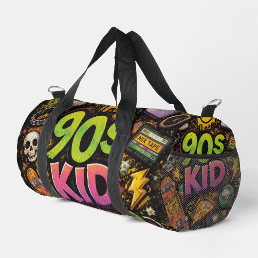 90s Kids Retro Pizza Fun Pattern Duffle Bag (Rechte Ecke)