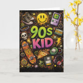 90s Kids Retro Pizza Fun Pattern Karte (Gelbe Blume)