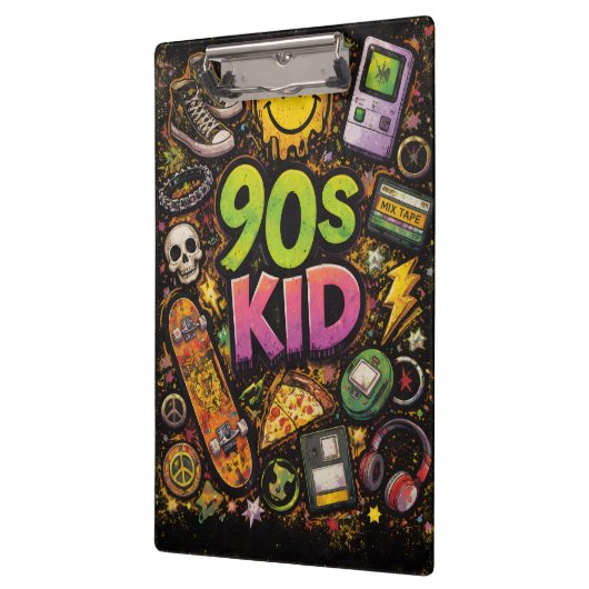 90s Kids Retro Pizza Fun Pattern Klemmbrett (Links)