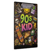 90s Kids Retro Pizza Fun Pattern Klemmbrett (Rechts)