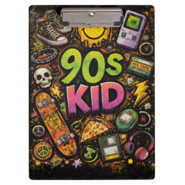 90s Kids Retro Pizza Fun Pattern Klemmbrett