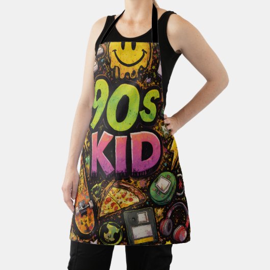 90s Kids Retro Pizza Fun Pattern Schürze (InSitu)